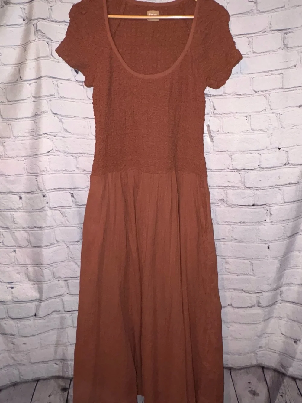 Free People Darling Midi Dress Women Medium Free EST Brown Maxi Boho Scoop Neck